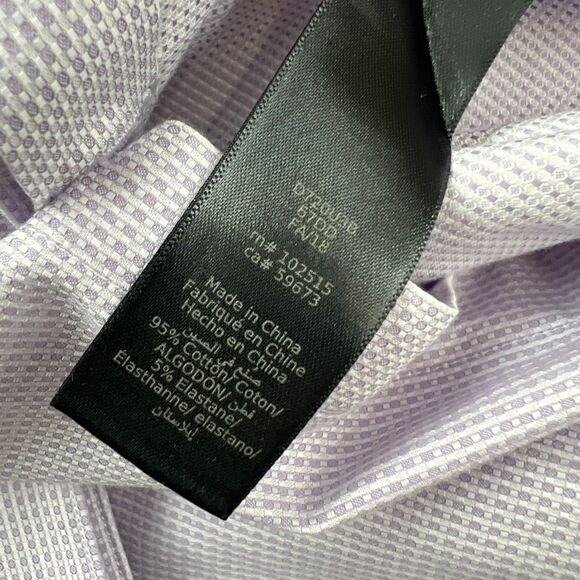 John Varvatos Slim Fit Button Front Lavender Classic Dress Shirt Mens Size 34/35 - Picture 9 of 11